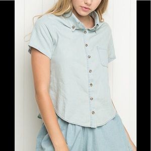 Brandy Melville Peyton Chambray Button Down Shirt!